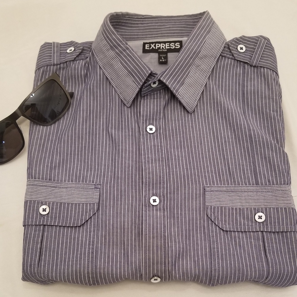 🔥Express Pinstriped Collared Shirt